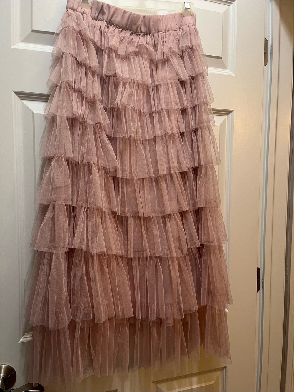 cupcakes & cashmere Dusty Rose Layered Tulle Maxi Skirt